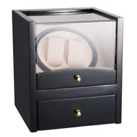 EU Stock Watch Winder caixa de exibição rotação automática de armazenamento Casos 2 Grades de madeira com jóia PU Leather Box