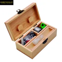 Tobacco Pipes Set Wood Stash Box With Herb Rolling Tray Metal Smoking Grinder Glass Mouth Tips & One Hitter Pipe Portable