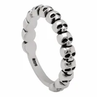Vintage CZ Evil Skull Ring Sieraden Zilveren Kleur Punk Pave Skeleton Design Ronde Banden Vinger Ring voor Mannen Vrouwen Retro Party Gift