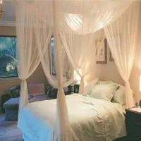 4 Corner Bed Canopy Netting Bed Mosquito Net Vierkante Beddengoed Accessoires 4 Deuren Mosquito Net Summer Home Textiel 190x210x240cm Y200417