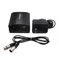 48V Phantom Power Supply with One XLR Audio Cable and AC220V EU US UK Adaptor for Condenser Microphone Studio Music Voice Recording