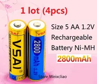 4pcs 1 lote Tamaño 5 1.2 V 2800 mAh Ni-MH Batería Recargable 1.2 Voltios Ni MH baterías envío gratis