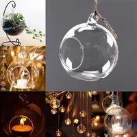 Clear Glass Hanging Candlestick Terrariums Tea Light Candle Holders Wedding Party Home Decor