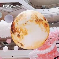 Personalized Lighting Yellow Inflatable Moon Hanging/Ground Giant Air Blow Up Solar System Planet Balloon For Music Festival And Nightclub Party Decoration