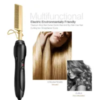 2 In 1 Electric Environmentally Friendly Titanium Alloy Hair Curler Comb Wet and Dry Hair Use Hair Curling Iron Straightener Flat Iron Comb