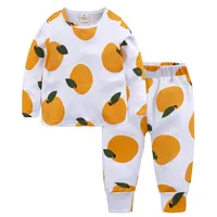 Pijamas para niños Fruta para niños Ropa de dormir impresa Ropa para niños Ropa para niños Ropa de algodón para niños Traje de pijamas para niños 95% Algodón 58