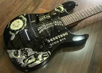 Custom KH-2 2009 Ouija Preto Kirk Hammett Assinatura Headstock Reversa Guitarra Elétrica, Floyd Rose Tremolo, Porca de Bloqueio, 24 Trastes Jumbo Extra