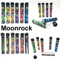 Tubes de verre Moonrock Roll Joints Pré-Roll Conteneur Bouteille Vape Cartouches Emballage Bouteilles vides Tube Black Tips Stickers E-Cigarette en 250pcs / Lot