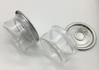 Duidelijke plastic jar huisdier met metalen deksel luchtdicht blikje pull ring bho oi concentraat container voedsel kruid opslag 67 * 33mm 100ml