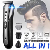 Kemei All In1 Аккумуляторная щебина для волос для мужчин Водонепроницаемая беспроводная электрическая бородина бритва носа триммер инструмент