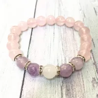 MG0601 novo design mulheres pulseira de alta qualidade rosa quartzo frisado pulseira sonho amethyst gemstone pulseira prenda dia do `s de mãe