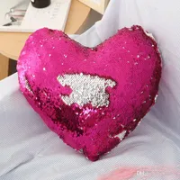 40*38cm Mermaid Sequins Cushion 8 Styles Colorful Love Shaped Magic Decorative Pillow Valentine Day Bedding Supplies 40*38cm 15zl E1