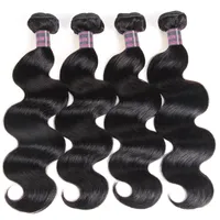 Ishow 4PCS /Lot Brazilian Virgin Hair Extensions Body Wave Hair Weave Wholesale Human Hair Bundles Wefts for Women All Ages Natural Color Black