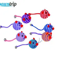 Paystrip 5pcs / Lot chat Pet Chat Toy Boule Dessinée Souris Souris Jouet pour chats Nylon corde Jouets Dog Toys Interactive Bell Kitten Toys Diamètre 5cm