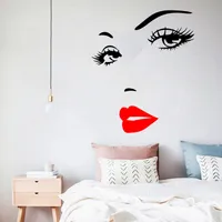 Seksi kirpikler ve kırmızı dudaklar duvar sticker oturma odası yatak odası arka plan süslemeleri için çıkartmaları duvar kağıdı El oy ...