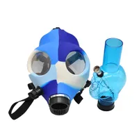 Gasmasker Waterpijp Siliconen Waterleidingen Groothandel Acryl Bongs Hookah Pipes Solid and Colored Silicon Mask Bongs