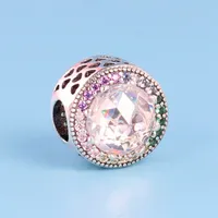 Nuevas cuentas de encanto para Pandora 925 Sterling Silver con brazalete de diamante CZ DIY con cuentas de corazón brillante corazón encanto con caja