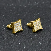 L'oro Hiphop ha placcato gli orecchini per gli uomini Bling zirconi Hip Hop Ear Studs disegno di marca dell'oro della gemma argento placcato trasporto libero dei monili