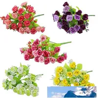 Großhandel - 1 Blumenstrauß 21 kopfarte künstliche gefälschte rose weeding party wohnkultur seidenblume 7jwu