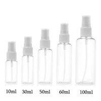 Portable petit plastique transparent de bouteille de pulvérisation de pulvérisation de verre liquide Distributeur de savon rechargeable 10ml / 30ml / 50 ml / conteneurs cosmétiques Atomiseur de parfum