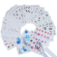 Varm Försäljning 120pcs / Lot Nail Sticker Sommar Färgglada mönster Vattenöverföring Dekaler Set Flower / Feather Nail Art Decor Beauty Tips