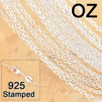 1mm 925 Sterling Silver Chains Jewelry DIY Fashion Women Higds Link Rolo Stain Stainces with Comnsster Clasps 925 Stamp 16 18-30 Inches