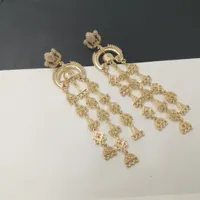 Pendientes Manera- hueco de la marca flor del metal de la joyería de moda para las mujeres 2017 de la borla de la resina de piedra brincos pendiente pendiente del oro pendiente
