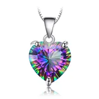 Vacker Rainbow Mystic Topaz hjärta hänge i solid 925 Silver pläterade kvinna halsband engagemant bröllop smycken gåva
