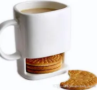 Hthome Ceramic Milk Cups met Biscuit Houder Dunk Cookies Koffie Beker Opslag voor dessert Kerstmis Ceramische Cookie Mok Ka3109