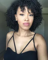 Nowa fryzura damska afro perwersyjna kędzierzawa naturalna peruka afrykańskiego amerykański brazylijski symulacja włosów ludzki włosy czarny perwersyjny kręcone peruka