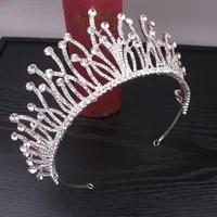 Crown Decorações Reais Luxo Cristais Casamento Coroa Prata Strass Princesa Rainha Bridal Tiara Coroa Coroa Acessórios Barato