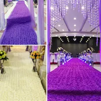 Düğün Arka Plan Centerpieces İçin Romantik Beyaz 3D Rose Petal Halı Koridor Runner Parti Dekorasyon Malzemeleri Yana