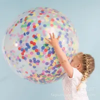 Amazon hot selling European and American popular 36-inch round transparent paper balloons Colorful confetti balloons Sequin balloons