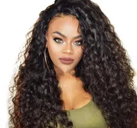 黒人女性FZP121のための赤ちゃんの髪の耐熱性のある耐性のある合成のかつらを持つ天然の柔らかい巻き巻きの波状の長いかつら