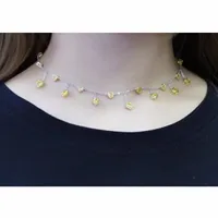 FASHION- Bijoux Argent Nouveau mode à la mode Coeur Couleur CZ Bead Charm Chain Link Goutte élégante Choker Nnecklace cadeau pour les femmes fille