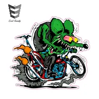 13cm X 11.9cm Rat Fink Harley Decal Funny Car Styling Vinyl Graphic Decor for Window Bumper Trunk Car Stickers