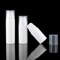 5 ml 10 ml vit luftlös flaska lotion pump mini prov och testflaskor vakuumbehållare kosmetisk förpackning