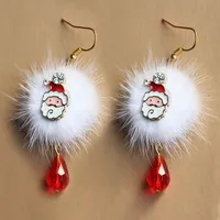 2020 Ins Weihnachtsmann Plum Blossom Deer White Ball Red Crystal Christmas Ohrring-Zusätze mischen en gros