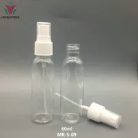 50pcs 2oz 60ml Empty PET Clear Plastic Spray Bottle Mist Refillable Bottle Perfume Spray Bottle with 20/410 Spray Pump, MR-S-09