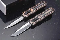 Oferta especial de la mariposa 3350 Auto táctico del cuchillo 440C Single / Double Edge Negro Blade Brown manija del G10 EDC cuchillos con la envoltura de nylon