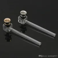 high quality Glass Spoon Pipes glass pipe for smoking hand made smoking pipes with metal bowl for dry herb tobacco pipe