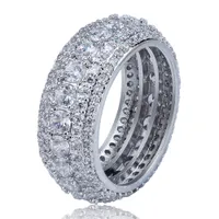 Diamond Ring Jewelry Hip Hop hanno ghiacciato anello degli uomini d'argento 18 carati placcato per all'ingrosso di modo stabiliti del diamante di rame Cubic Zirconia