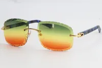 Metall Neueste Mode Sonnenbrille 3524012-B Gläser Marmor Blaue Planke Randlose Sonnenbrille Mode Hohe Qualität Spiegel Gold Metallrahmen Sonnenbrille Unisex Goldbraun
