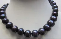 Envío Gratis nuevo enorme 13-15 MM Mar del Sur collare genuino negro collare de perlas-