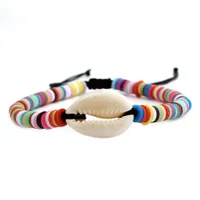 Vente directe d'usine Nouvelle populaire Bohème arc-en-résine couleur Bracelet bracelet en corde tressée Bracelet tissé coquille