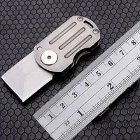 Samior SMC606 Stubby Mini Cleaver Folding Knife, 1 Inch 5CR13 Chisel Blade, Stainless Steel Handle Tiny Pocket Gentlemen EDC Keychain Knives
