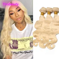 Brasiliansk Virgin Hair Body Wave Straight Blonde 613 # Färg Peruanska Malaysiska Indiska Virgin Hair Extensions 3st Dubbelhår Wefts 10-32Inch