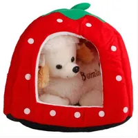 ventas al por mayor envío gratuito de algodón suave lindo del estilo de la fresa multiuso Mascotas Perro Gato Casa Nido Yurt