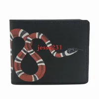Högkvalitativa män djur kort plånbok läder svart orm tiger bee plånböcker kort stil handväska plånbok korthållare med presentförpackning
