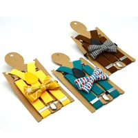 Barn Justerbar Gitter Suspenders Mode Baby Solid Färger Braces Barn Strap Clip med Färgglada Bow Slips TTA1327